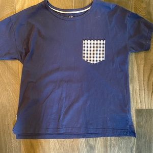 Vineyard Vines Navy Shirt with Gingham Pocket